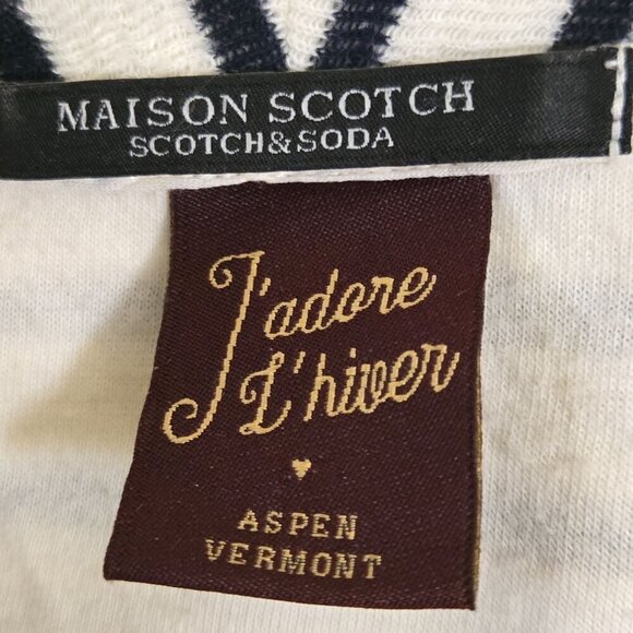 Maison Scotch & Soda J'adore L'hiver Striped Open Front Cardigan Sweater Size 2 - Picture 5 of 6